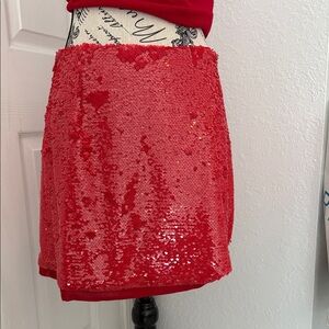 Glamorous Red Sequin Mini Skirt
